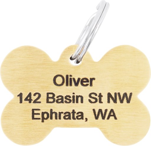 Frisco Brass Personalized Dog & Cat ID Tag, Bone, Regular