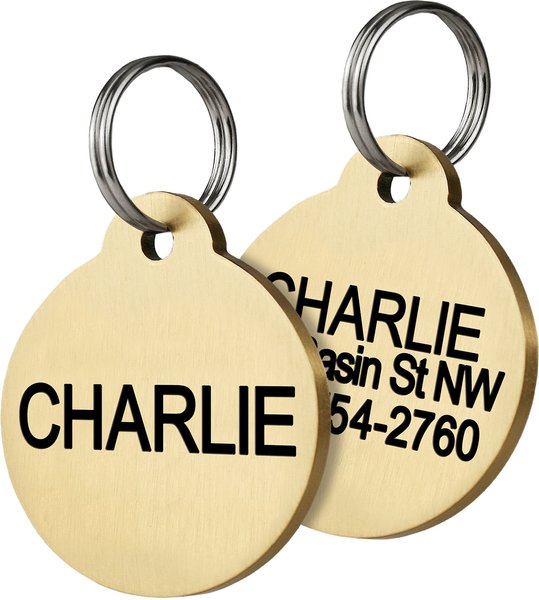 Frisco Brass Personalized Dog & Cat ID Tag, Round, Small slide 1 of 5