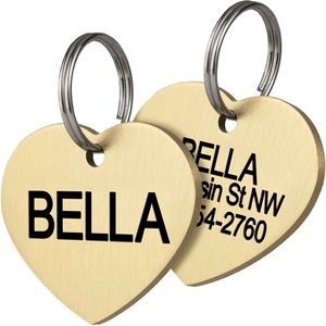 Frisco Brass Personalized Dog & Cat ID Tag, Heart, Regular
