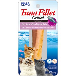 Inaba Extra Tender Tuna Fillet in Tuna Broth, soft and chewy cat treats, .52oz pouch, 4ct