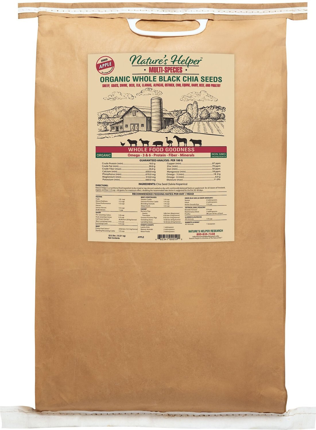 Nature's Helper Multi-Species Organic Whole Black Chia Seeds with Apple Flavor