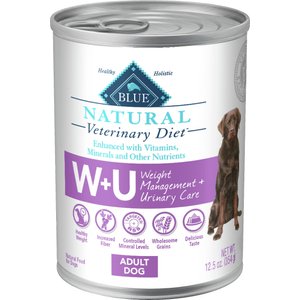 Blue Buffalo Natural Veterinary Diet W+U Weight Management + Urinary Care Chicken Wet Dog Food, 12.5-oz, case of 24