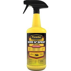 Pyranha Wipe N' Spray Fly Protection Horse Spray, 32-oz bottle, bundle of 2