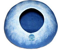 Durkha Premium Felt Cave Cat Bed, Light Blue & White