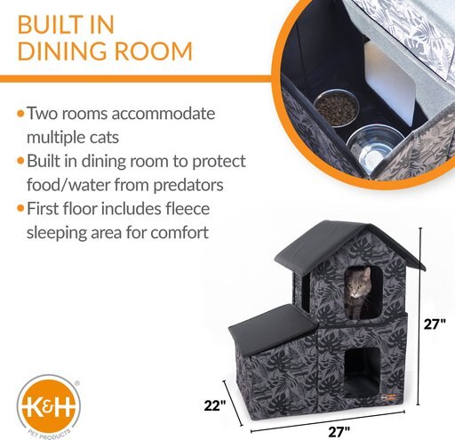 K&H Pet Products Unheated Two-Story Kitty House, Gray Leaf