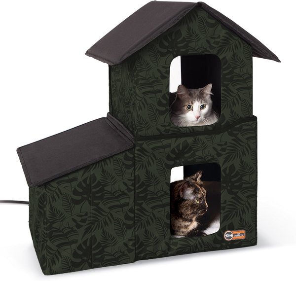 K&H Pet Products Heated Two-Story Kitty House, Green Leaf slide 1 of 10