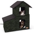 K&H Pet Products Heated Two-Story Kitty House, Green Leaf