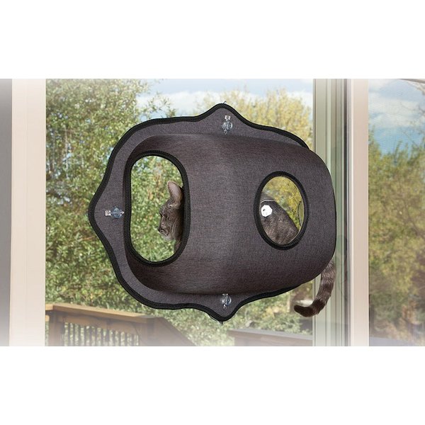 K&H PET PRODUCTS EZ Mount Bubble Pod Cat Window Perch, Dark Gray