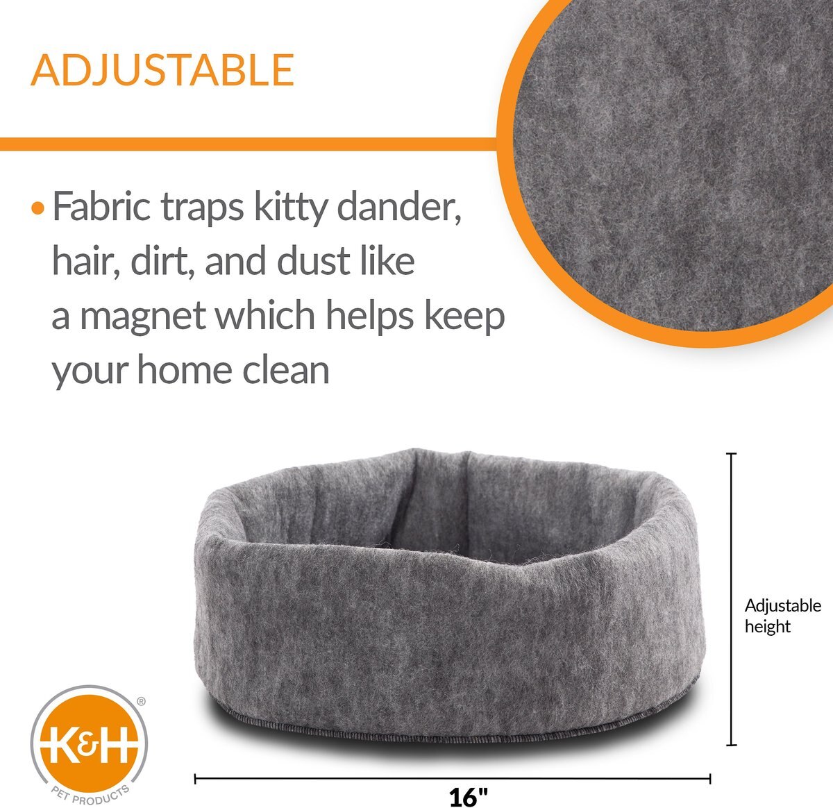 K&H Pet Products Amazin' Snuggle Cup Cat Bolster Bed Cat Cave, Gray