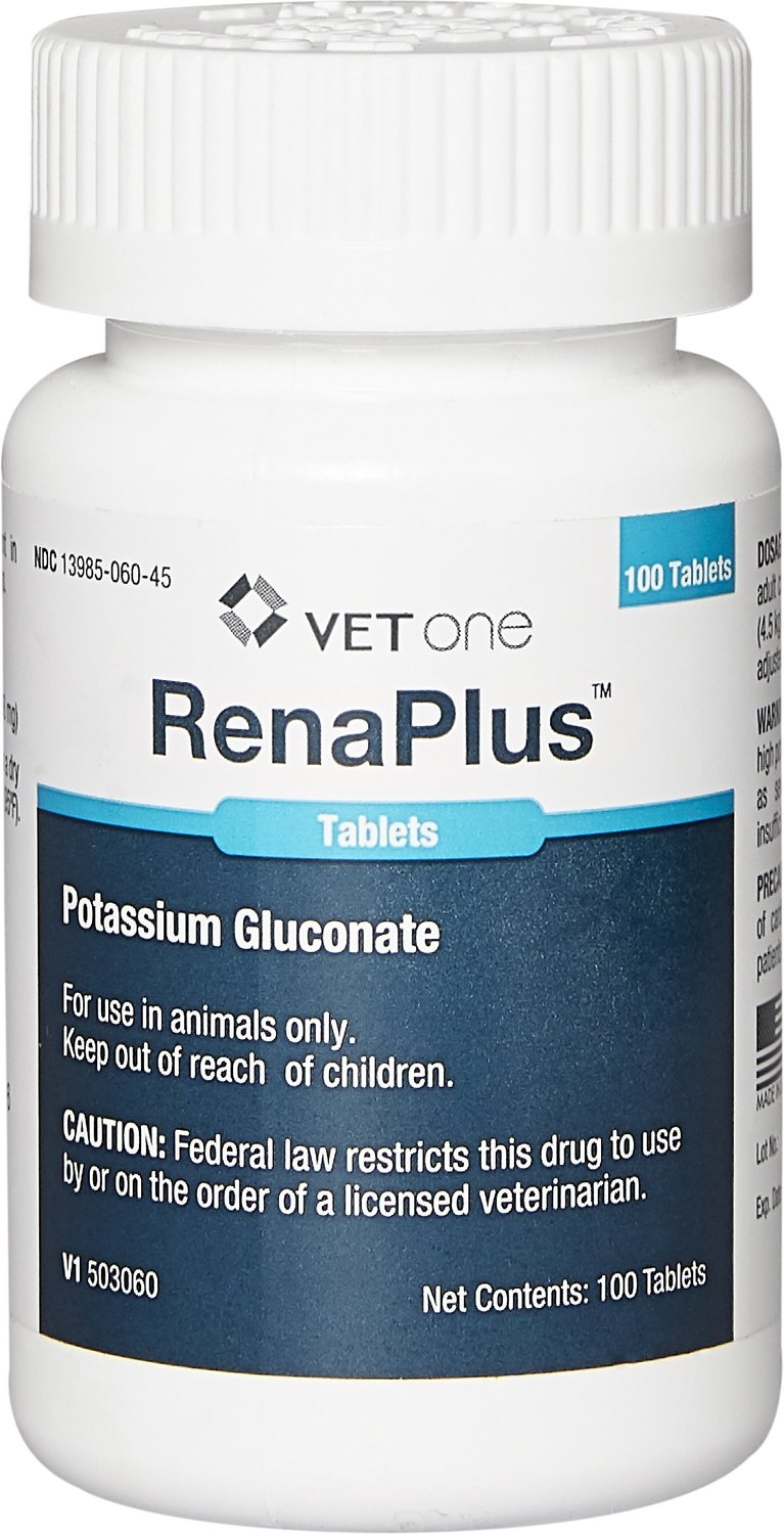 RENAPLUS (Potassium Gluconate) Tablets for Dogs & Cats, 468mg, 100