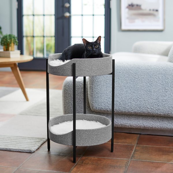 Frisco Modern Elevated Wrought Iron Cat Bed with Eyelash Cushion, Two Tier slide 1 of 5