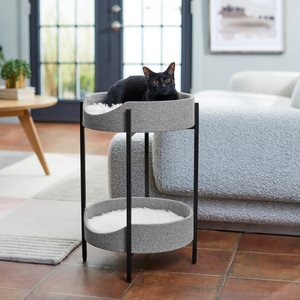 Frisco Modern Elevated Wrought Iron Cat Bed with Eyelash Cushion, Two Tier