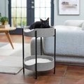 Frisco Elevated Modern Wrought Iron Cat Bed with Long Faux Fur Cushion, Two Tier