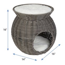 Frisco Round Wicker Cat Condo with Top Perch, Gray slide 2 of 4
