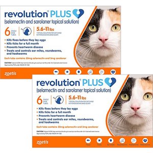 REVOLUTION PLUS Topical Solution for Cats, 5.6-11 lbs, (Orange Box), 12 ...