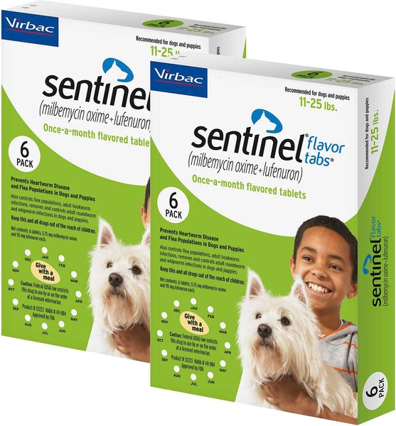 Sentinel Tablet for Dogs, 11-25 lbs, (Green Box), 12 Tablets (12-mos. supply) slide 1 of 6