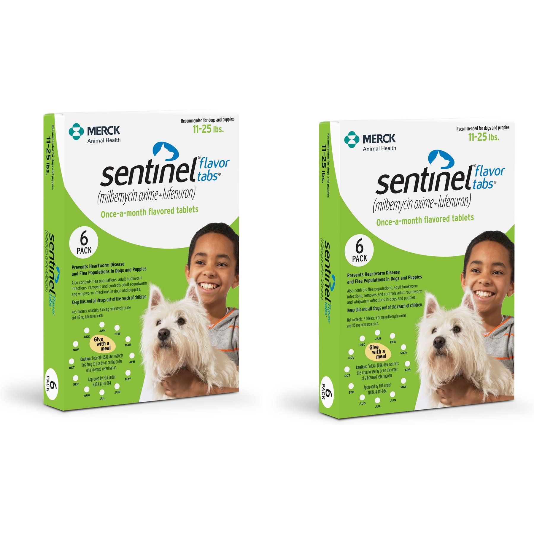 SENTINEL Tablet for Dogs 11 25 lbs Green Box 12 Tablets 12