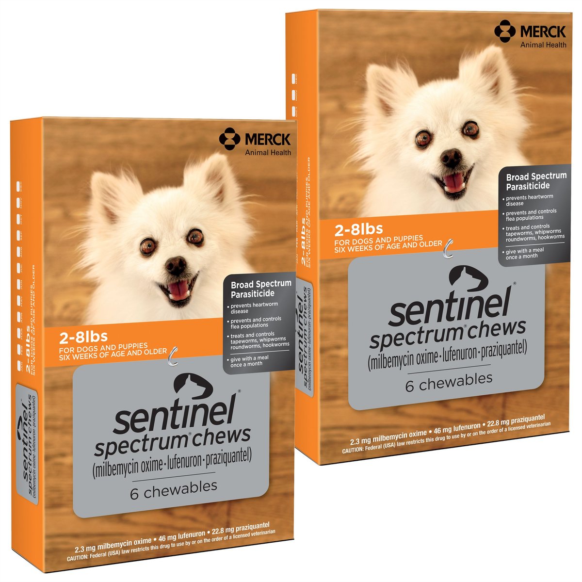 SENTINEL SPECTRUM Chew for Dogs 2 8 lbs Orange Box 12 Chews