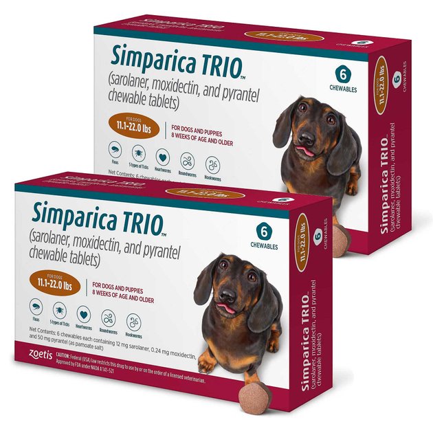 SIMPARICA TRIO Chewable Tablet for Dogs, 11.1-22.0 lbs, (Caramel Box ...