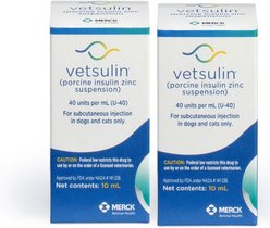 Vetsulin (porcine insulin zinc suspension) U-40 Injectable for Dogs & Cats, 10-mL, bundle of 2