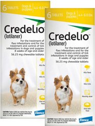 Credelio Chewable Tablet for Dogs, 4.4-6 lbs, (Yellow Box), 12 Chewable Tablets (12-mo. supply)