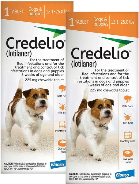 Credelio Chewable Tablet for Dogs, 12.1-25 lbs, (Orange Box), 2 Chewable Tablets (2-mos. supply) slide 1 of 3