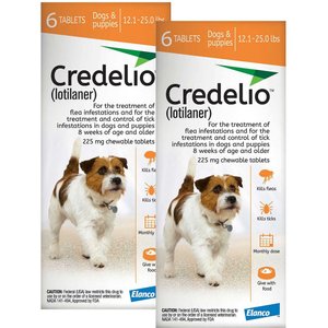 Credelio Chewable Tablet for Dogs, 12.1-25 lbs, (Orange Box), 12 Chewable Tablets (12-mos. supply)