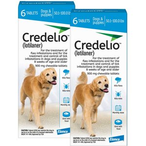 Credelio Chewable Tablet for Dogs, 50.1-100 lbs, (Blue Box), 12 Chewable Tablets (12-mos. supply)
