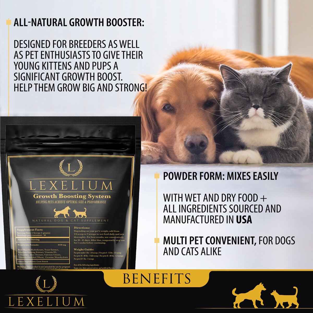 Lexelium Growth Boosting System Dog & Cat Supplement, 7-oz bag