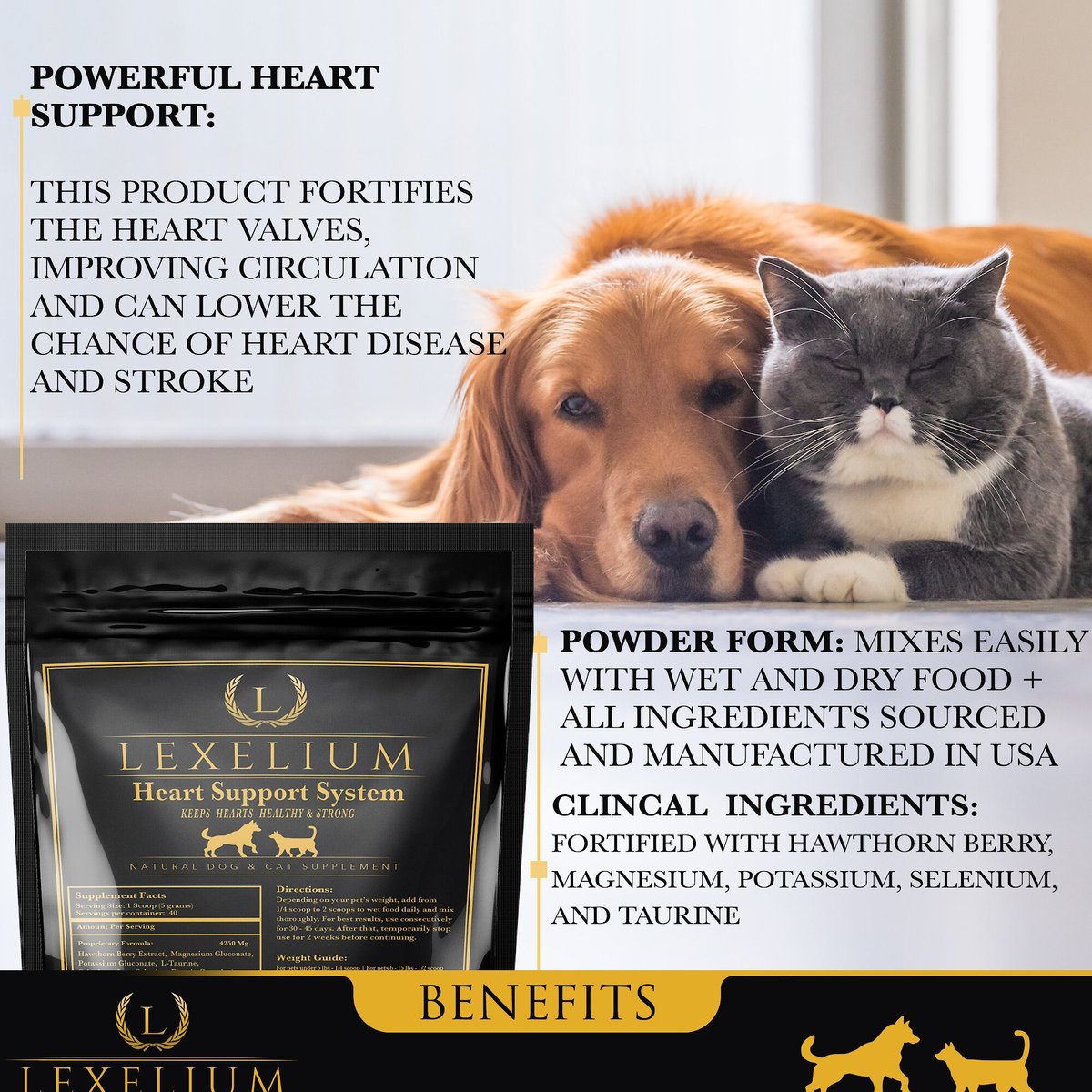 Lexelium Heart Support System Dog & Cat Supplement, 7-oz bag