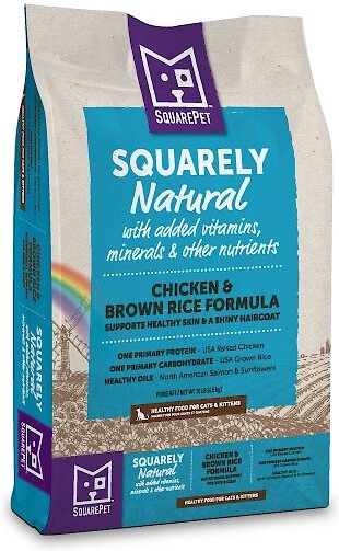 SquarePet Squarely Natural Chicken & Brown Rice Dry Cat Food, 10-lb bag slide 1 of 9