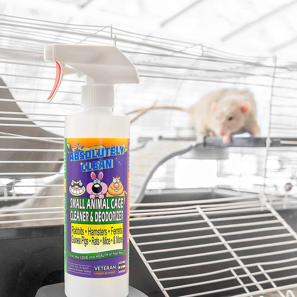 ABSOLUTELY CLEAN Small Animal Cage Cleaner & Deodorizer, 16oz bottle