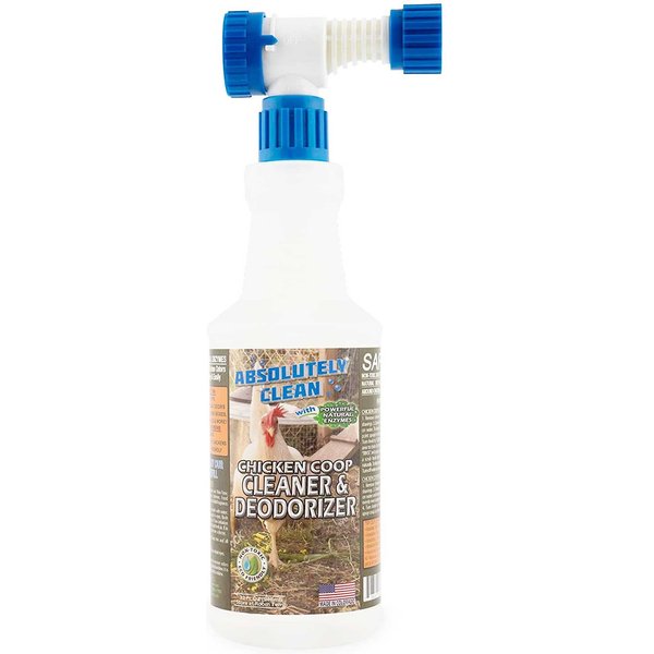 ABSOLUTELY CLEAN Chicken Coop Cleaner & Deodorizer, 32oz garden spray bottle