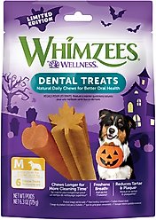 WHIMZEES by Wellness Halloween Dental Chews Natural Grain-Free Dental Dog Treats, Medium, 6 count