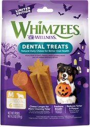 WHIMZEES by Wellness Halloween Dental Chews Natural Grain-Free Dental Dog Treats, Medium, 6 count