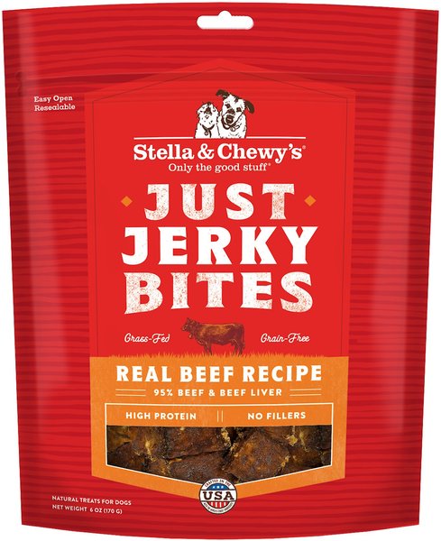 Stella & Chewy's Just Jerky Bites Real Beef Recipe Grain-Free Dog Treats, 6-oz bag slide 1 of 2