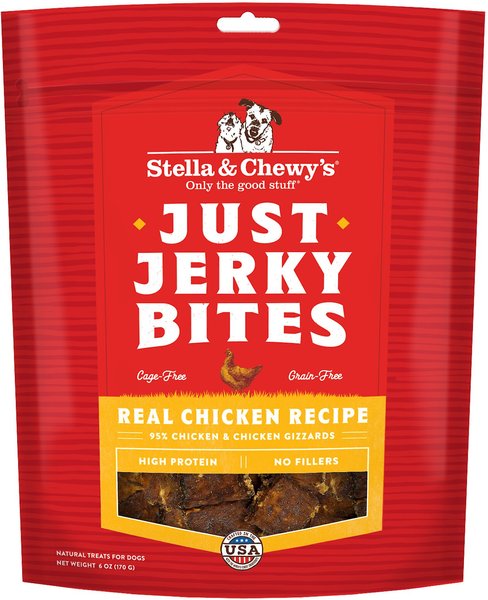 Stella & Chewy's Just Jerky Bites Real Chicken Recipe Grain-Free Dog Treats, 6-oz bag slide 1 of 2