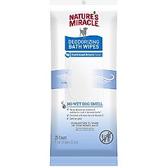 Nature's Miracle Deodorizing Dog Bath Wipes, 25 count, Fresh & Clean