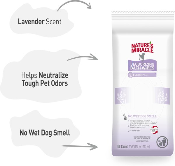 Show full view: Nature's Miracle Deodorizing Dog Bath Wipes, 100 count, Lavender slide 6 of 12