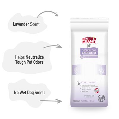 Show full view: Nature's Miracle Deodorizing Dog Bath Wipes, 100 count, Lavender slide 6 of 12