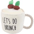 Frisco Brunch Coffee Ballistic Nylon Plush with Rope Squeaky Dog Toy