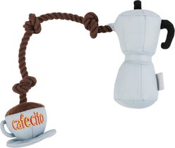 Frisco Brunch Coffee Pitcher Plush with Rope Squeaky Dog Toy