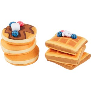 Frisco Brunch Pancake & Waffle Disc Plush Squeaky Dog Toy, 2 count