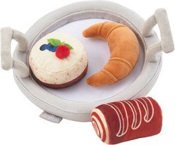 Frisco Brunch Pastry Plate Plush Squeaky Dog Toy, 4 count