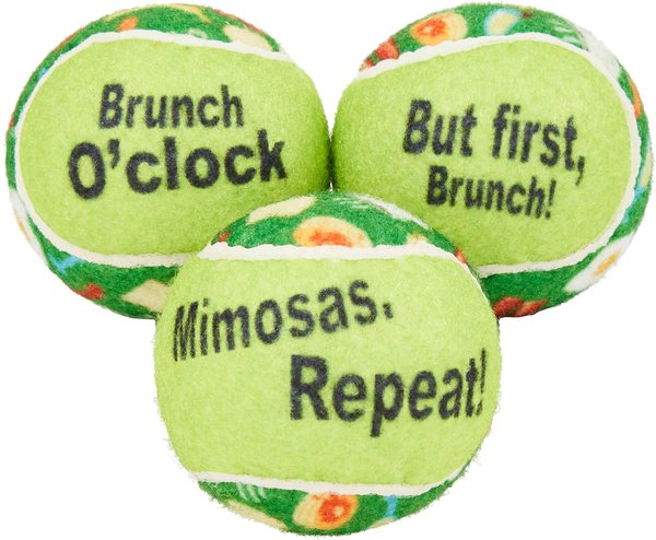 Frisco Brunch Fetch Squeaky Tennis Ball Dog Toy, 3 count slide 1 of 4