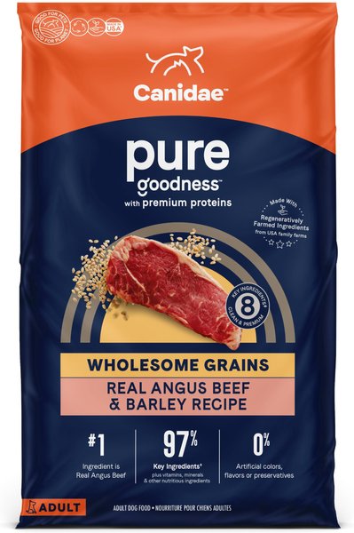 CANIDAE PURE with Wholesome Grains Real Angus Beef & Barley Recipe Adult Dry Dog Food, 24-lb bag slide 1 of 8