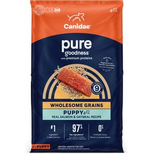 CANIDAE PURE with Wholesome Grains Real Salmon & Oatmeal Recipe Puppy Dry Dog Food, 24-lb bag