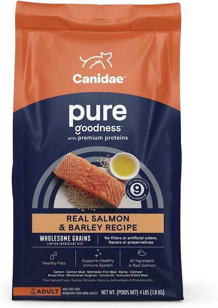CANIDAE PURE with Wholesome Grains Real Salmon & Barley Recipe Adult Dry Dog Food, 4-lb bag slide 1 of 8