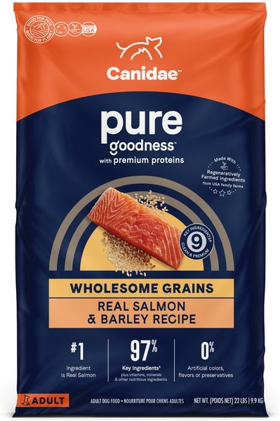 CANIDAE PURE with Wholesome Grains Real Salmon & Barley Recipe Adult Dry Dog Food, 24-lb bag slide 1 of 8