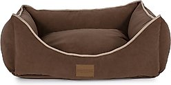 Carolina Pet Microfiber Low Profile Kuddler Bolster Dog Bed with Removable Cover, Chocolate, Medium